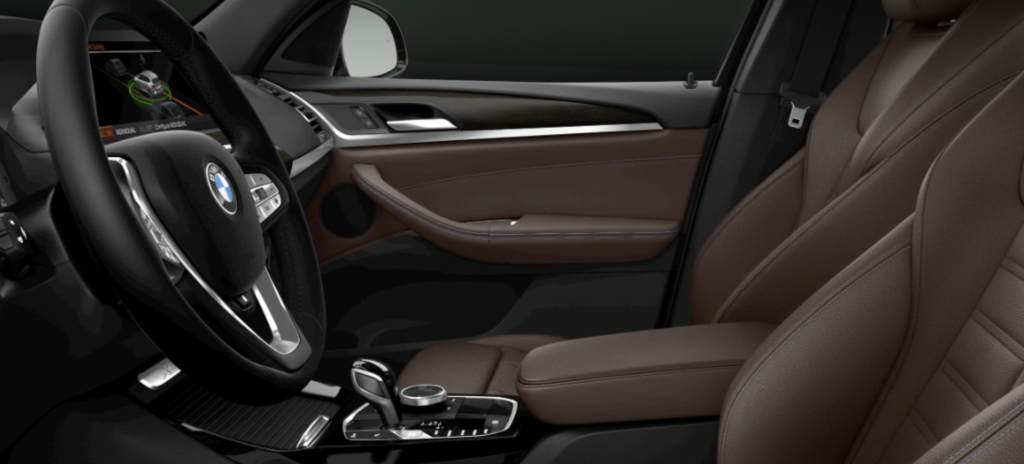 Interior image of the 2023 BMW X3 in Mocha Vernasca Leather