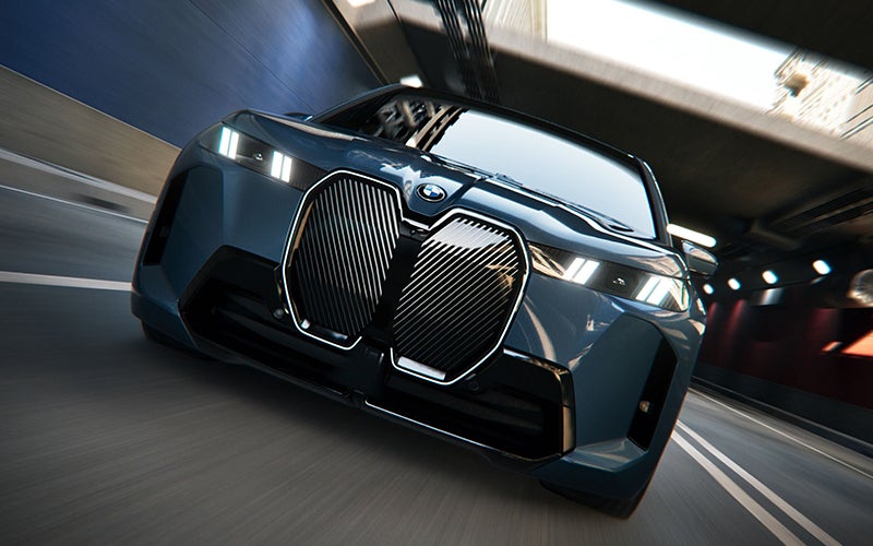 Close up of the BMW iX grille driving. | Bachrodt BMW in Rockford IL